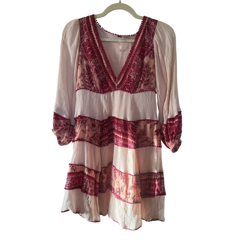 Free People Cream Dress with Red Print - Picture 4 of 12